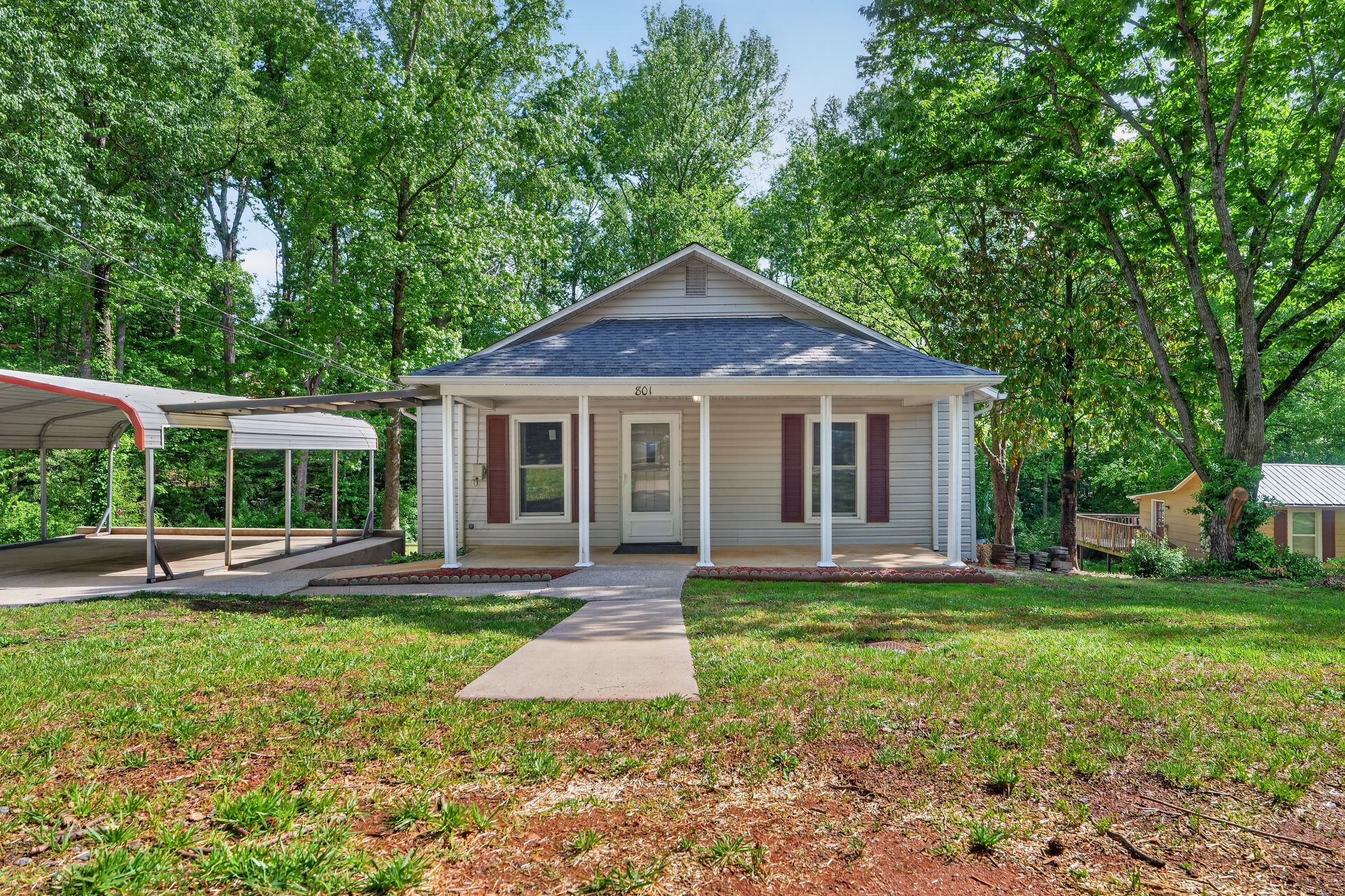 Front porch and carport